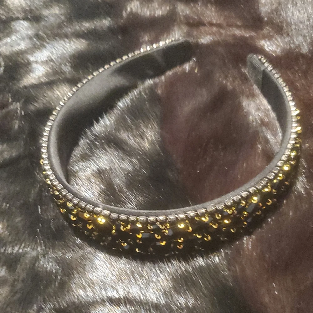 Tasha Elegant Black and Gold Beaded Headband  TASHA crystal  headband